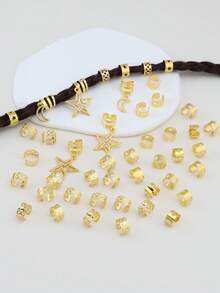 45pcs/Set Girls' Braided Hair Accessories Combo - Moon, Star, Braid Clips, Fashion Personalized Braided Jewelry, Y2K Party Punk Gifts, Suitable For Girls, Perfect For Balls, Parties, Music Festivals, Girl's Hair Decorations, Fairy Party Hairpins, Holiday Party Decorations, Gold Metal Accessories, Gifts, Travel, Girl Gifts, Hair Accessories - Multicolor - View 6