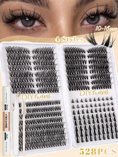 CMAYOME Bộ dụng cụ nối mi giả tự nhiên mềm mại 528/524 sợi, độ dày hỗn hợp 10D-100D, chiều dài 8-16mm, độ cong D. Thích hợp cho người mới bắt đầu tự làm mi giả hàng ngày, mi giả kiểu hoạt hình và mi giả phân đoạn. Bộ dụng cụ bao gồm keo dán mi, nhíp và cọ chải mi. Lựa chọn lý tưởng cho các hoạt động hàng ngày, công sở, họp mặt gia đình, hẹn hò, kỳ nghỉ và du lịch.