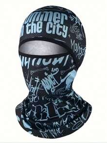 Men's Graffiti Warm Face Mask - Breathable, Sweat-Absorbent, UV Protection, Integrated Neck Guard Design, Comfortable For Outdoor Cycling, Hiking - Multicolor - View 4