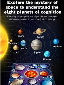 Children's Solar System 8 Planets Matching Game Puzzle Cognitive Board, Preschool Early Education Intelligent Wooden Toy - Multicolor - View 6