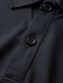 男士速干透气Polo衫，短袖翻领，可机洗，适合户外健身、训练、商务休闲、夏季商务、户外运动、跑步、日常商务休闲穿着 - 黑色 - 查看 9