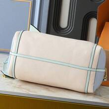 Red Textured Women's Leather Bag, Adjustable Shoulder Strap Crossbody Bag, Large Capacity Single Shoulder Bag In Red And White, Versatile For Daily Use - Blanco y azul - Ver 4
