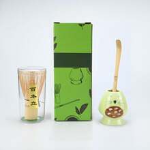 3PCS Matcha Set Bamboo Whisk Tea Spoon Ceramic Fittings Matcha Whisk Tea Spoon And Scoop Tea-Making Tools - Multicolor - View 9