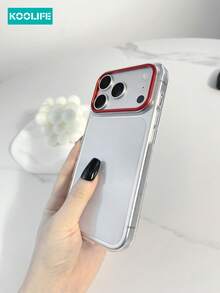 KOOLIFE 1pc Transparent Full Coverage Phone Case, Ultra-Thin PC Material With Red Lens Frame And Raised Lens Protection, Fashionable Anti-Drop Slim Phone Case, Compatible With IPhone 17/17 Pro/17 Pro Max - Clear - View 8