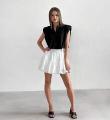 New Summer Style White Chiffon Balloon Skirt, High-Waisted Draped A-Line Skirt For Commuting, Puffy Skirt - trắng - Xem 3