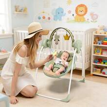 Baby Swings Baby Girl Swing For Newborn, Portable Infant Swing For Newborns 0-6 Months,Lightweight For Babies Up To 20 Lbs,Adaptable Speed,Timing,Foldable & Travel-Friendly Baby Chair - màu xanh lá - Xem 1