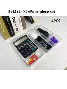 9/25件套透明塑料桌面收纳托盘，抽屉整理盒套装，化妆品收纳盒，适合存放化妆品和珠宝，可用于浴室、卧室和办公室，适合度假、海滩、浴室、卧室等场所，大容量，化妆间装饰 - 透明色 - 查看 8