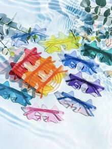 12pcs Frameless Star Shaped Transparent Glasses, Frameless Party Favors, Frameless Glasses, Heart Shaped Fashion Glasses, Heart Shaped Fashion Glasses, Pentagram Frameless Glasses, Diverse Styles - Multicolor - View 4