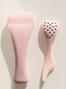 2pcs Pink Beauty Tools Skin Care Massage Gua Sha Tool + 304 Stainless Steel 20-Ball Facial Massage Stick, Women Beauty Gift Set - Multicolor - View 10