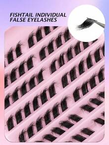 120片D型卷翘睫毛簇，轻盈飘逸，打造自然浓密妆效，蓬松簇状睫毛，DIY睫毛嫁接，女士眼妆，新手友好，可重复使用，睫毛簇，单根睫毛，假睫毛。款式随机。 - D - 查看 3