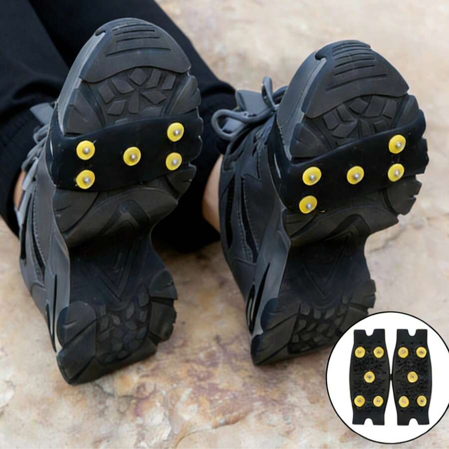 5-Tooth Outdoor Anti-Slip Shoe Covers, Suitable For Climbing, Hiking, Ice And Snow Terrain - Black - View 1