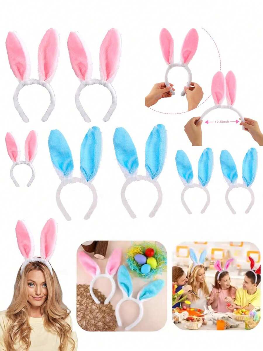 1/2Pcs Easter Bunny Ears Headband Plush Rabbit Animal Headband Best Gift For Birthday Easter Cosplay Party Supplies - Multicolor - View 1
