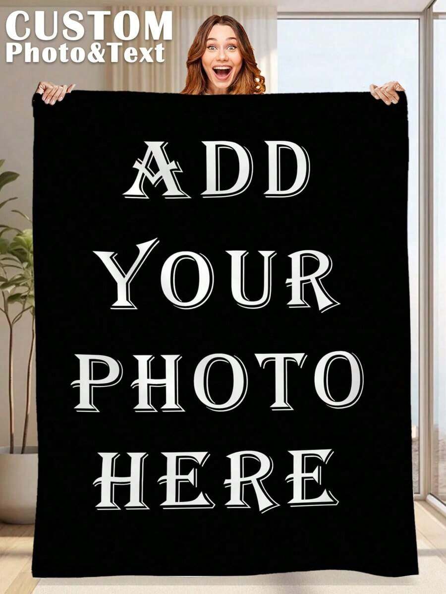 One Custom Blanket, Personalized Photo Blanket, Valentine's Day Decor, Christmas Gift, Personalized Christmas Bedding Blanket, Blanket Can Be Used On Bed/Sofa/Indoor/Outdoor, Gift For Friends, K-Themed Gift, Family Gift, Birthday Gift, Gift For A Friend, Gift For Her, Gift For Girlfriend, Gift For Parents. - Màu hỗn hợp - Xem 1