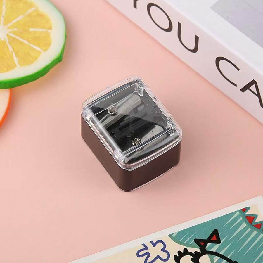 1pc Dual Hole Pencil Sharpener For Eyeliner, Eyebrow Pencil And Cosmetic Pencils, Mini Portable Multifunctional Pencil Sharpener,Makeup,Cheap,Room Decor,Vanity,Travel,Bedroom,Makeup Accessories - 黑色 - 查看 1