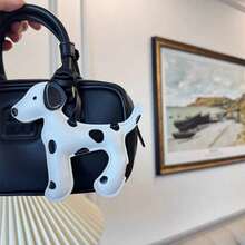 1PC Handmade PU Cartoon Dalmatian Keychain Bag Charm - Cute Daily Accessory & Holiday Stocking Stuffer Small Gift - Multicolor - View 2