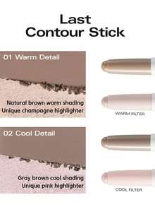 Bbia Last Contour Stick, Smudge-Free, Smooth Application, Water-Resistant, Nose Sculpting, Camera-Ready, Velvet Matte, Mousse Texture, Longwear, No Sharpener, Dual-Ended, Natural Look, Camera Contouring, 1.2g/0.04oz*2 - 01 Warm Detail - View 8
