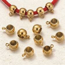 20pcs Gold-Plated Stainless Steel Vertical Hole Adjustable Beads, Spacer Beads For DIY Women Jewelry Making, Necklace, Bracelet, Earrings - Parallel Through-hole Beads - View 9