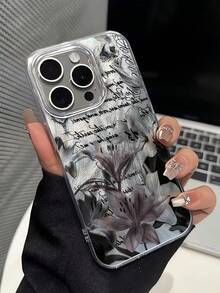 防震花卉元素1件装时尚韩版花卉图案软透明IMD光滑亮面手机壳，兼容 16 Pro Max/16/16 Pro/16 Plus/15/15 Pro Max/15 Pro/11/12/13/14 Pro Max/11 Pro Max/12 Pro/12 Pro Max/13 Pro/13 Pro Max/14 Pro/14 Pro Max，创意高端设计春季礼物 - 彩色 - 查看 4