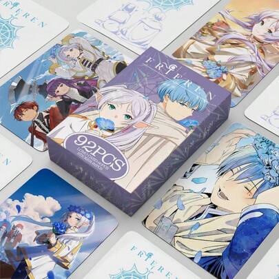 92张《Frieren：超越旅程终点》卡通照片卡套装 | 92张（60张照片卡 + 32张迷你贴纸） | Frieren动漫设计，收藏佳品 | 适合剪贴簿展示、日常装饰礼品