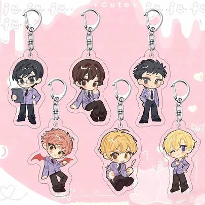 Móc khóa Sakura Gakuen/Host Club, hình chibi Tono Haruki, Ootori Kyouya, móc khóa đồ lưu niệm anime, phụ kiện trang trí ba lô, quà tặng cho fan anime & manga, quà sinh nhật/lễ hội, móc khóa bạn thân.