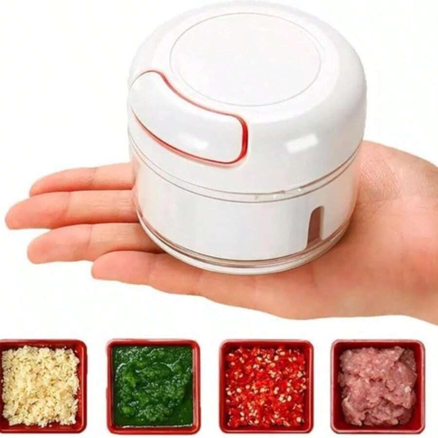 Mini Manual Food Processor With Two Stainless Steel Blades And Handle - trắng - Xem 1