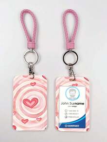 1pc ABS Pink Rope Bow Strawberry Heart Pattern Fashion Keychain Pendant, Bag Charm, Student Bus Protector - Multicolor - View 9