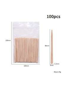 100支装木制脱毛棒 - 适用于身体、眉毛、唇部、鼻毛去除，令肌肤光滑，专业SPA及家庭使用（100支/包） - 米色 - 查看 11
