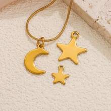 20个不锈钢时尚星月吊坠，五角星造型，适合DIY耳环、项链、手链和珠宝配饰 - 銀色 - 查看 4