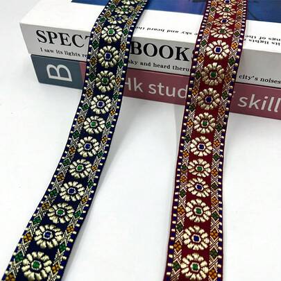 10 Yards New Polyester Jacquard Fabric Lace Ribbon, Hand Sewing Supplies, 3cm Wide, Bohemian Style, Suitable For Diy Clothing Cuffs Neckline, Hat Edging, Curtain Decoration, Home Decoration, Sewing Crafts