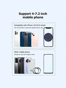 1Pc Metal Magnetic Car Phone Holder, Powerful Neodymium Magnets 360° Rotatable Foldable, Universal For All Phones One-Hand Use, Compact Stable, Premium Dashboard & Center Console Mount - Phone Stand - View 3