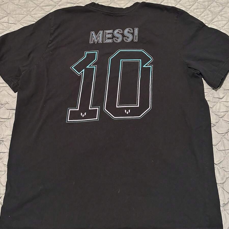 Adult Inters Miamis CF Lionels Messis S#10 Black T-Shirt Mens Size Extra Large - 黑色 - 查看 1