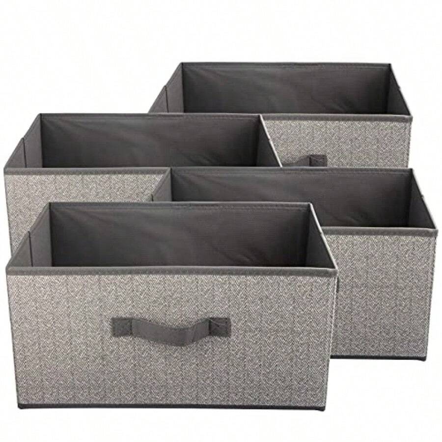 KIKIGOAL Juego de 4 Cubos de Almacenamiento de Tela Pb Cajas Organizadoras Lavable para Armas Estantes Ropa etes Guardería 15.7" x 11" x 7.9 - Gris23L - Ver 1