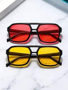 1件/2件 时尚新款多色双梁方形复古个性化眼镜 - 彩色 - 查看 9