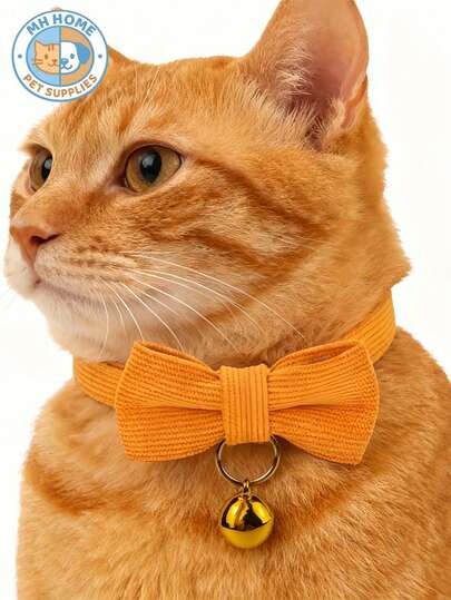 1pc Cute Cat Bow Tie Collar, Soft Plush Contrast Color Cat Necklace, Suitable For Small Pets Daily Wear And Photo Shooting, Comfortable Small Dog Collar