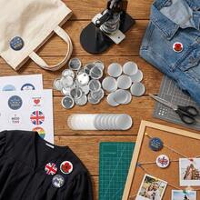 200 Sets Button Maker Supplies, 32mm (1.25 Inch) Round Badge Parts Kit, Metal Shells & Pin Back Covers With Clear PVC Films, Blank Button Components For Badge Press Machine, Personalised DIY Craft Souvenirs - Silver - View 1