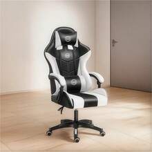 Silla Gamer Ergonómica Negra y Blanca, Reclinable 135°, con Reposacabeza y Cojín Lumbar, PVC Resistente, Ideal para Juegos y Trabajo, Regalo Perfecto - Blanco y Negro - Ver 9