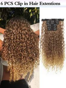 6PCS Clip In Hair Extensions 26 Inch Curly Hair Extension Long Soft Synthetic Hairpieces For Women - Multicolor - View 2