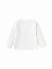 Balabala Mikko Girls Long Sleeve T-Shirt, Crew Neck, Cute Cartoon Print, Soft Touch Fabric, Comfortable Fit, Spring Daily Wear - Off-white - View 2