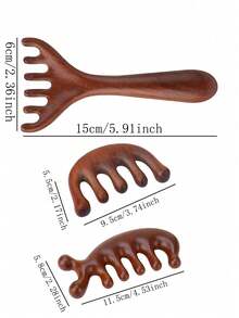 Wooden Head Scalp Massager Comb Set – Gua Sha Comb & Relaxation Scalp Massage Tool For Stress Relief, Sleep Aid & Hair Growth | Perfect Gift For Mother'S Day, Easter Gifts, Wife, Daughter, Women | Head Spa Tool For Tension Relief, Home Relaxation, Salon Use, Travel Self Care, Yoga & Meditation Accessory | Handheld Wooden Comb For Scalp Care, Hair Oil Application, Circulation Boost, Detox & Pampering - 彩色 - 查看 3