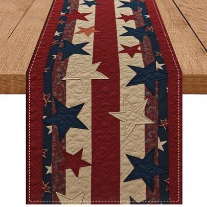 1pc Patriotic American Flag Table Runner - Vibrant Red, Blue Stars & Stripes Design, Durable Polyester, Perfect For Independence Day, Memorial Day, Labor Day Celebrations | Add Festive Flair To Any Table, American Flag Decor