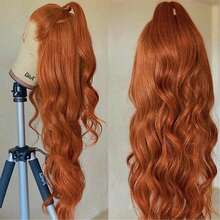 MECRY [High-Temperature Fiber Wig] 26 Inch Long High-Temperature Fiber Wig - Orange Curly Wavy Middle Part Wig For Women - 200% Density Synthetic Hair, Ideal For Cosplay And Daily Use - S350 - View 2