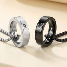 1pc Personalized Engraved Name Ring Necklace, Commitment Jewelry Gift For Boyfriend Or Girlfriend, Valentine's Day, Birthday, Anniversary - Multicolor - View 6