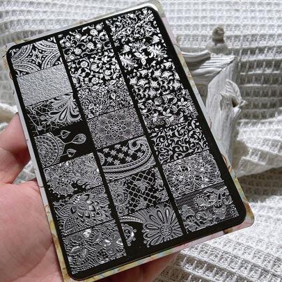 Nail Art Stamping Plate, Floral Pattern Nail Decoration Template, Beginner Friendly No Hand Painting, Plant Flower Full Coverage Nail Art Stamp, Transparent Transfer Silicone Stamp Plate, Nail Art Tool, Quick & Easy Slouchy Nail Art