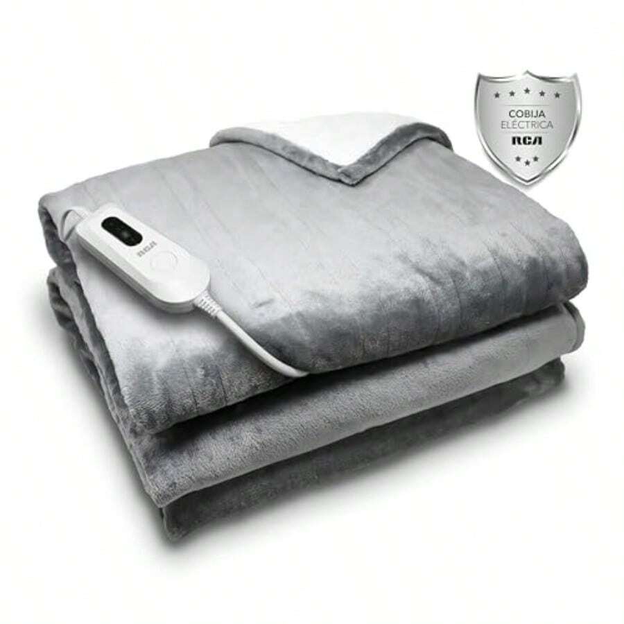 RCA Cobija Eléct RC-CO1 Indidual 152 x 127  4 Nive y Apagado Autático 4  Calor Unime para Cama o Sofá Franela/Serpa Lavable Gris. - Gris - Ver 1