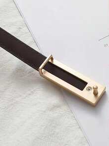 1pc Women's Classic Minimalist Leather Belt With Buckle, Elegant Thin Leather Belt - Multicolor - View 4