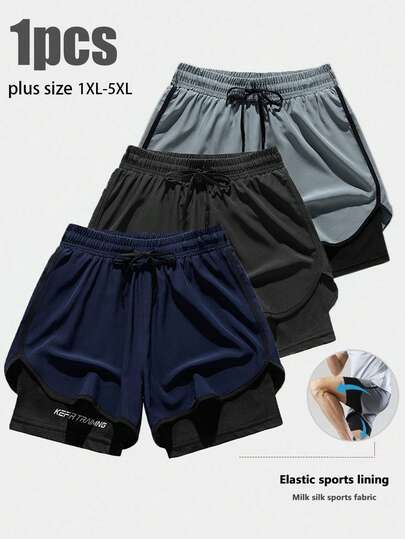 Pantalones cortos deportivos para hombres con forro de secado rápido, para entrenamiento, correr, fitness, pantalones cortos de malla ligera