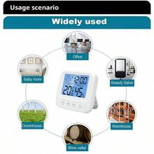 1pc New LCD Digital Thermometer Hygrometer, Baby Room Humidity Meter With Backlight, Indoor Electronic Temperature Humidity Gauge Weather Station - White - View 7