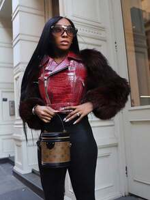Women Faux Fur Coats - Red - View 1