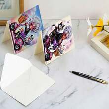 6pcs Creative & Fashionable Grandma Riding Themed Diamond Painting Greeting Card Set, DIY Diamond Painting Greeting Cards, Handmade Postcards, High-Quality Craft Paper Materials, Unique Artistic Style Conveying Vitality And Sincerity, Suitable For Mother's Day, Birthday, Sisters Gathering Invitations (Including 6 Envelopes) - Multicolor - View 9