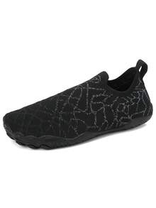 Lightweight Quick-Drying Water Shoes For Men And Women, Outdoor Non-Slip Soft Bottom Swimming Shoes, Beach Diving Snorkeling Shoes, Simple Printed Couples Barefoot Fit Water Sports Shoes - Black - View 7
